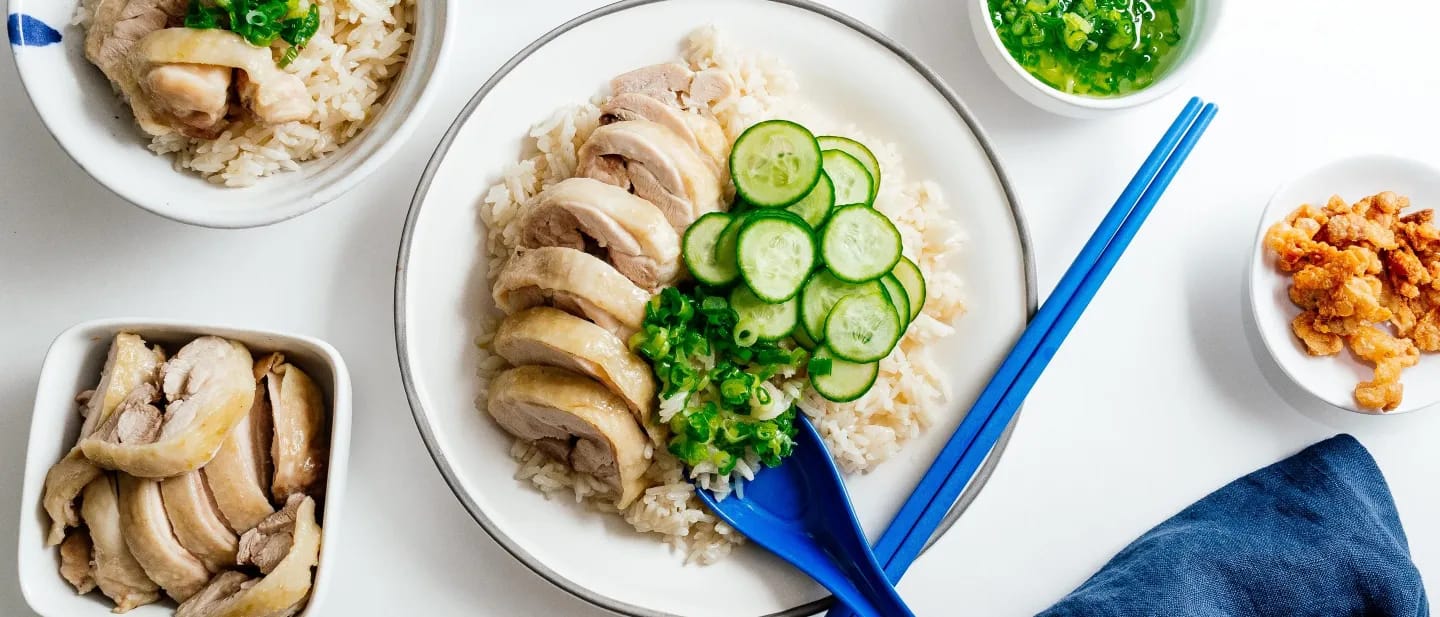 Plate with Chicken and Rice on it