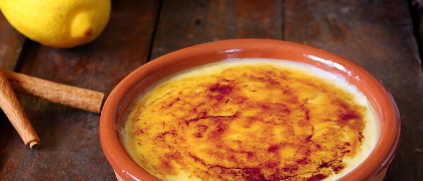 Typical Catalan dessert made from cream and egg yolks, covered with a traditional layer of caramelized sugar to provide a crispy contrast