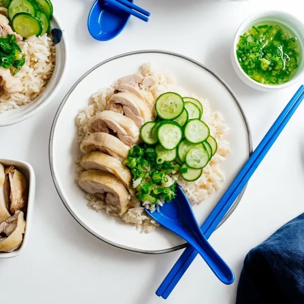 Plate with Chicken and Rice on it